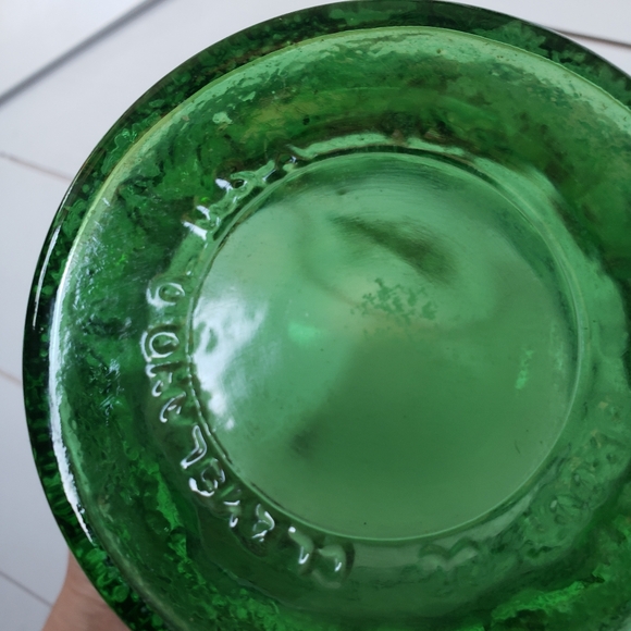 Vintage E O Brody Co Emerald Green Crinkle Glass Vase 8" Tall made in USA MCM - Picture 9 of 9